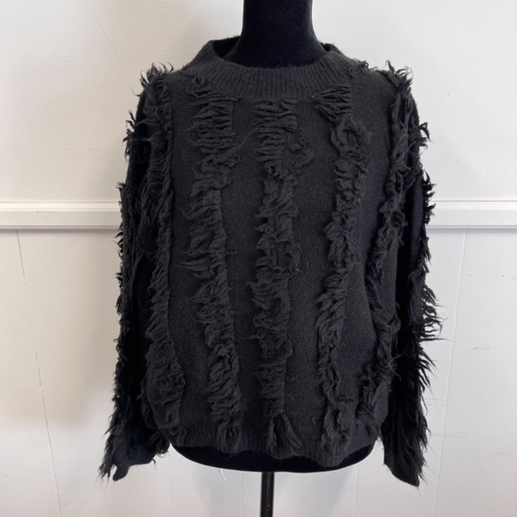 Strut & Bolt Murre Fringe Balloon Sleeve Pullover Knit Sweater - Picture 4 of 7